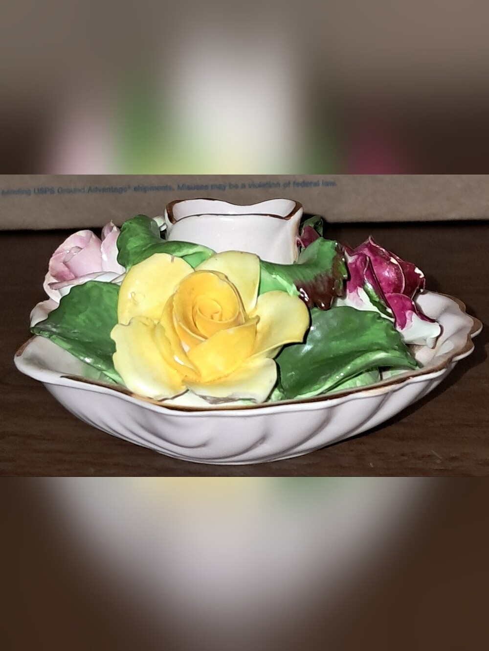BEST BONE DENTON CHINA ENGLAND  Floral CANDLESTICK Holder Dish with